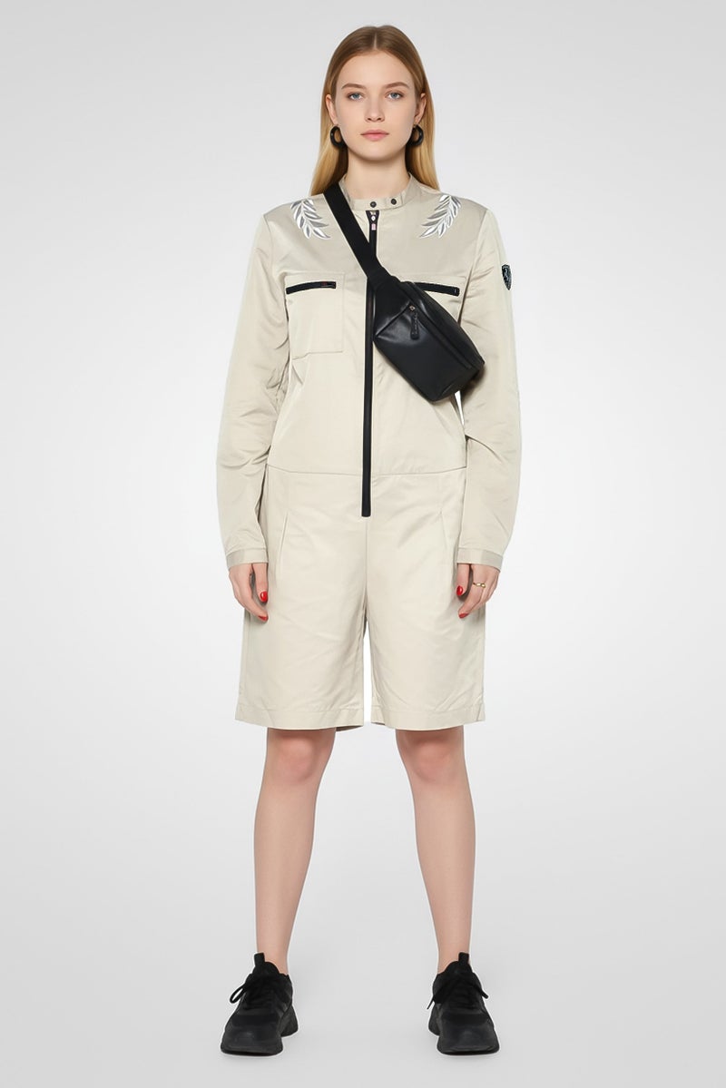 Scuderia Ferrari Women Sportswear Fit Long Sleeve Outdoor Playsuits, Beige - Image 1